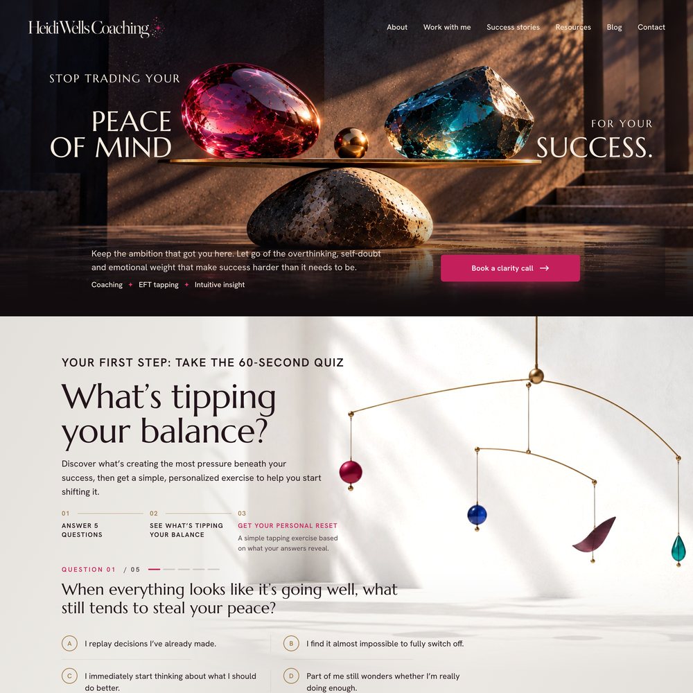 Homepage concept for Heidi Wells Coaching