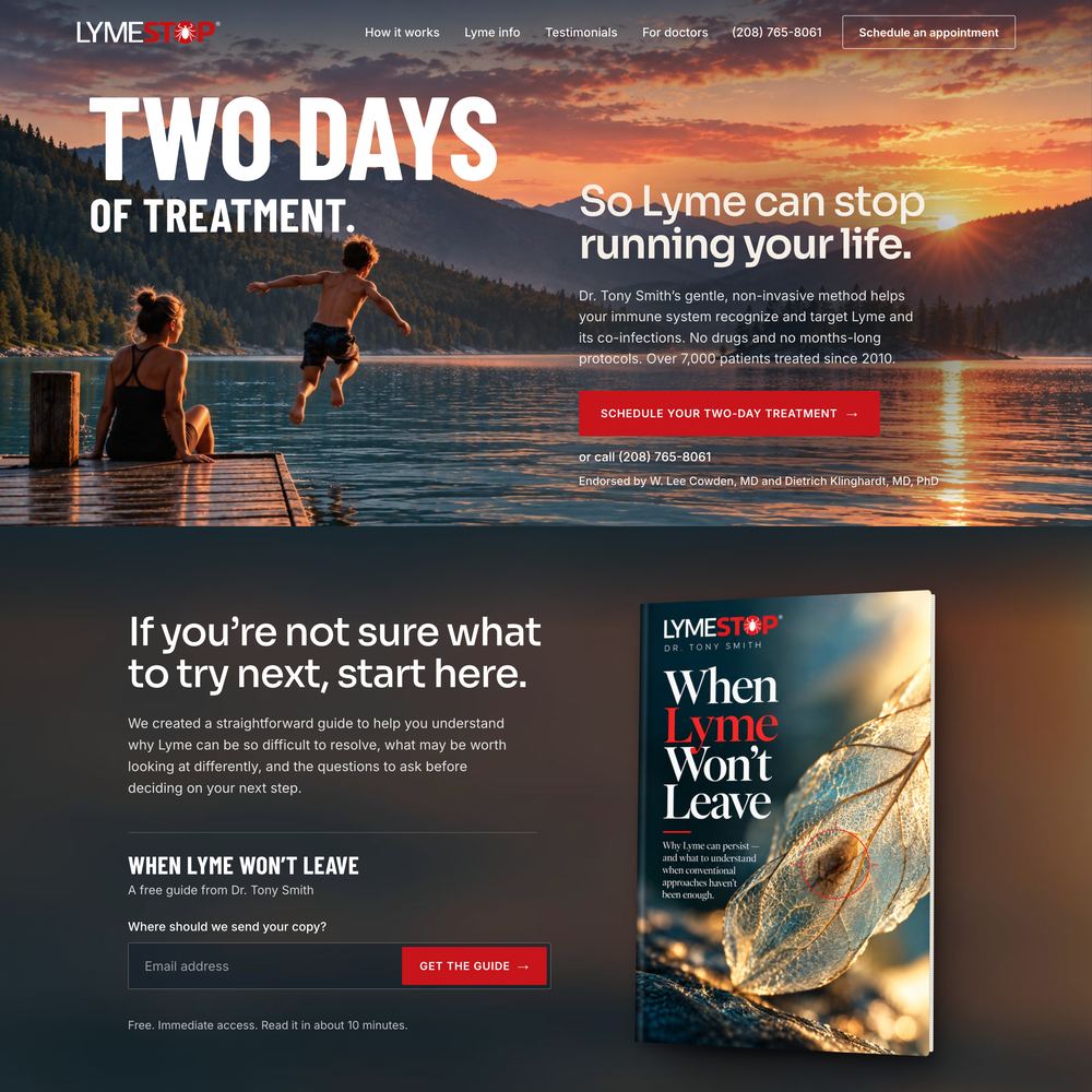 Homepage concept for LymeStop
