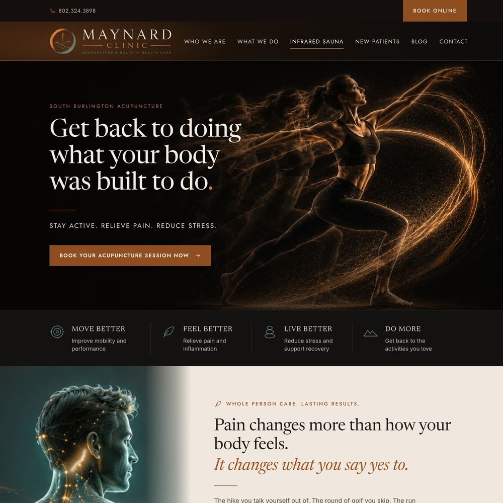 Homepage concept for Maynard Clinic of Acupuncture